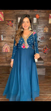 Load image into Gallery viewer, Amrela Flair Party Wear Moti work Gown with Pants Kurti with Pant shopindi.sg 