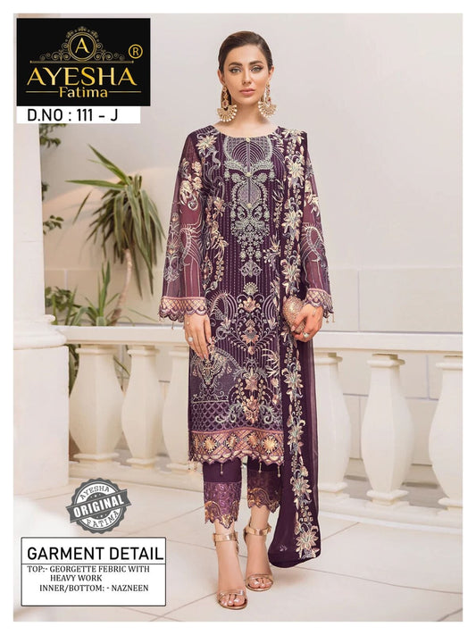 Ayesha Fatima 111K Heavy Georgette Salwar Kameez Designer Pakistani Suit Designer Suits Shopin Di Apparels 