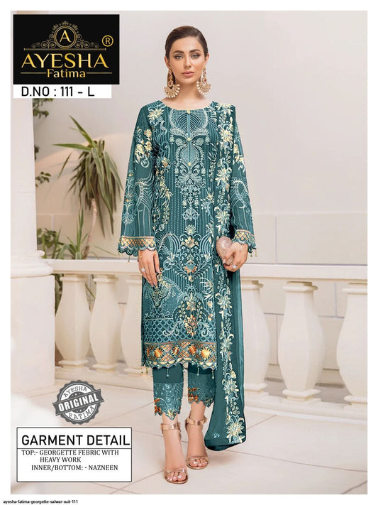 Ayesha Fatima 111L Heavy Georgette Salwar Kameez Designer Pakistani Suit Designer Suits Shopin Di Apparels 