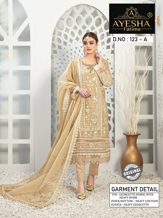 Ayesha Fatima 123 A Heavy Georgette Salwar Kameez Designer Pakistani Suit Designer Suits Shopin Di Apparels 