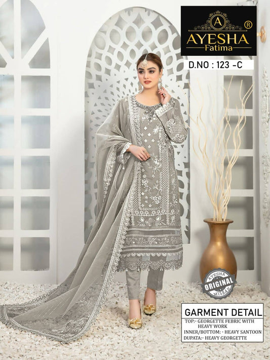 Ayesha Fatima 123 B Heavy Georgette Salwar Kameez Designer Pakistani Suit Designer Suits Shopin Di Apparels 
