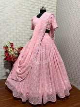 Load image into Gallery viewer, Baby Pink Wedding Elegant Mirror Work Lehenga Choli 3pc Lehenga Shopindiapparels.com 
