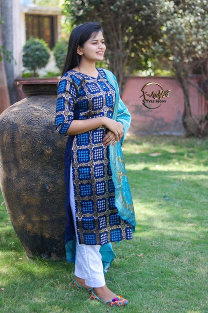 Banarasi Silk Kurti with Banarasi Silk Dupatta Set in 6 colors Kurti & Dupatta Shopindiapparels.com 