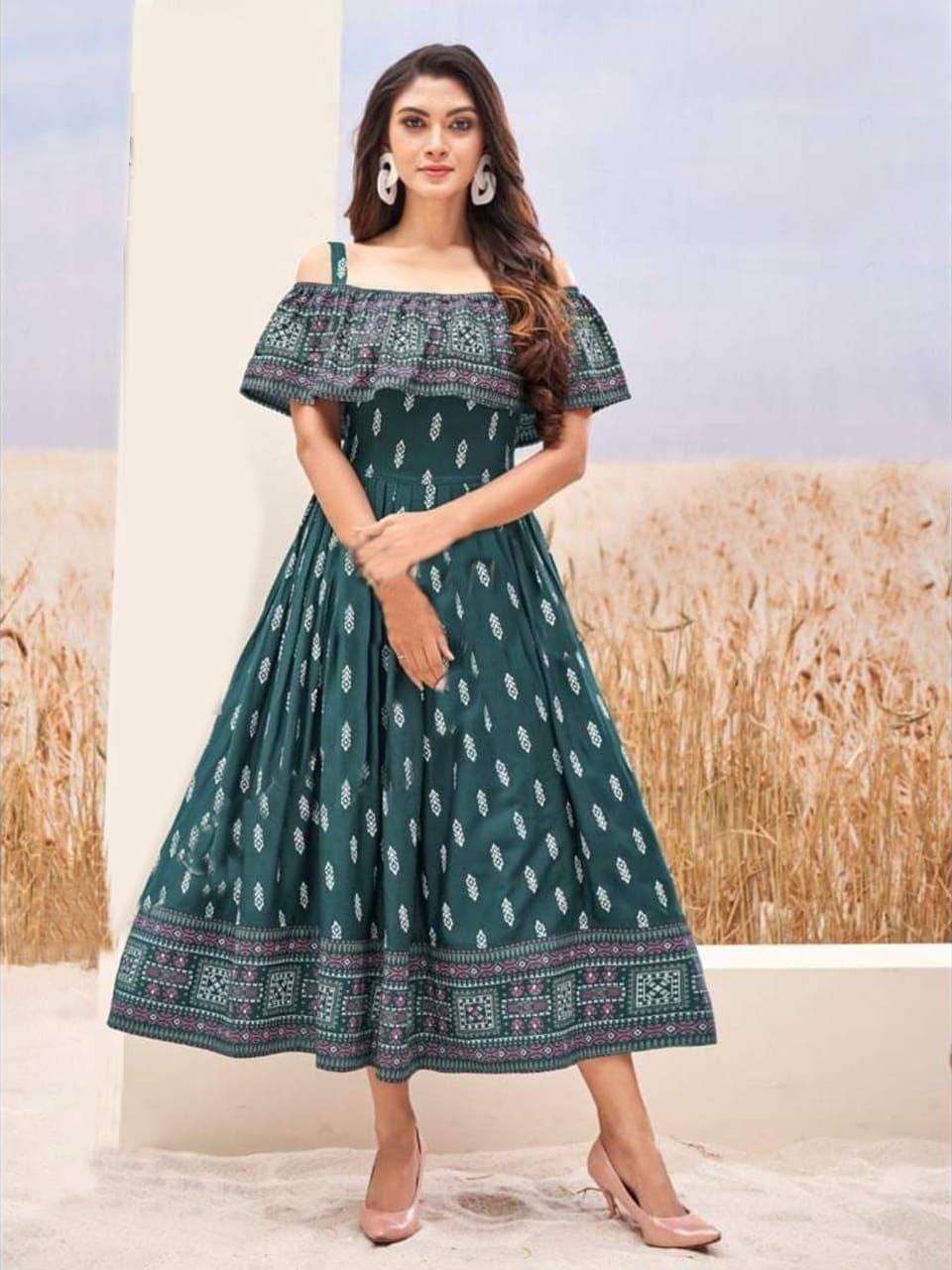 Beautiful Heavy Rayon Printed Gown Gown Shopindiapparels.com 