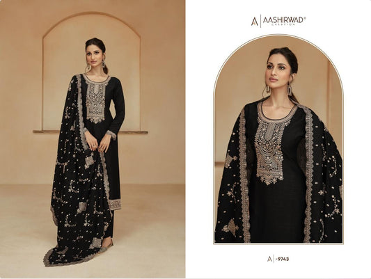 Black Aashirwad Gulkand Glory Silk Designer Salwar Suit Designer Suits Shopin Di Apparels 
