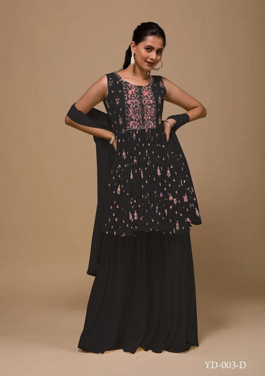 Black Heavy Georgette With Sequence Embroidery Party Wear Readymade Suit Designer Suits Shopin Di Apparels 