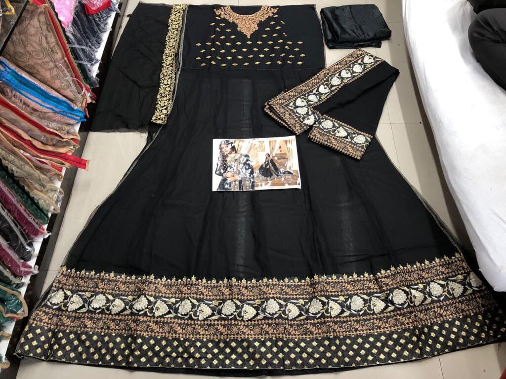 Black LT 1703 Banglory Silk Georgette with Embroidery work Anarkali Suit Designer Suits shopindi.sg 