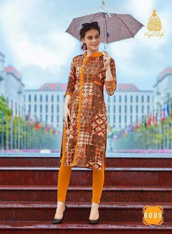 Brown Kajal Style Lawn Cotton Kurti - Shopindiapparels.com