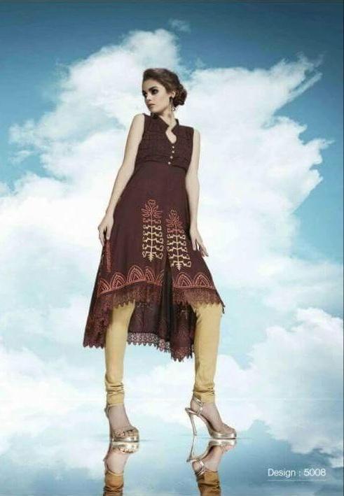 Brown Rayon Lace Anarkali Dress - Shopindiapparels.com