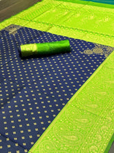 Load image into Gallery viewer, Dark Blue Kadwa Weave Lichi Banarasi Saree shopindi.sg 
