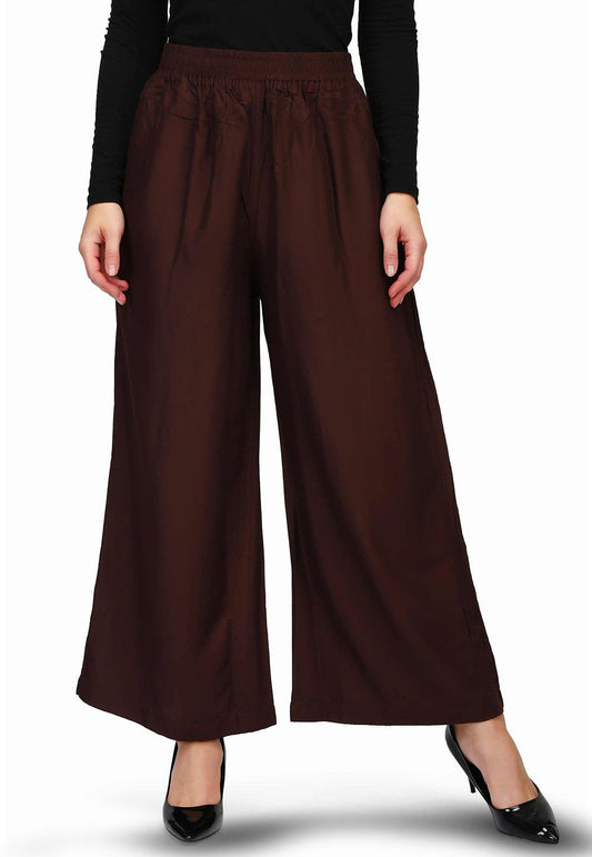Dark Brown Plain Rayon Plazzo Pants Plazzo Pants Shopindiapparels.com 