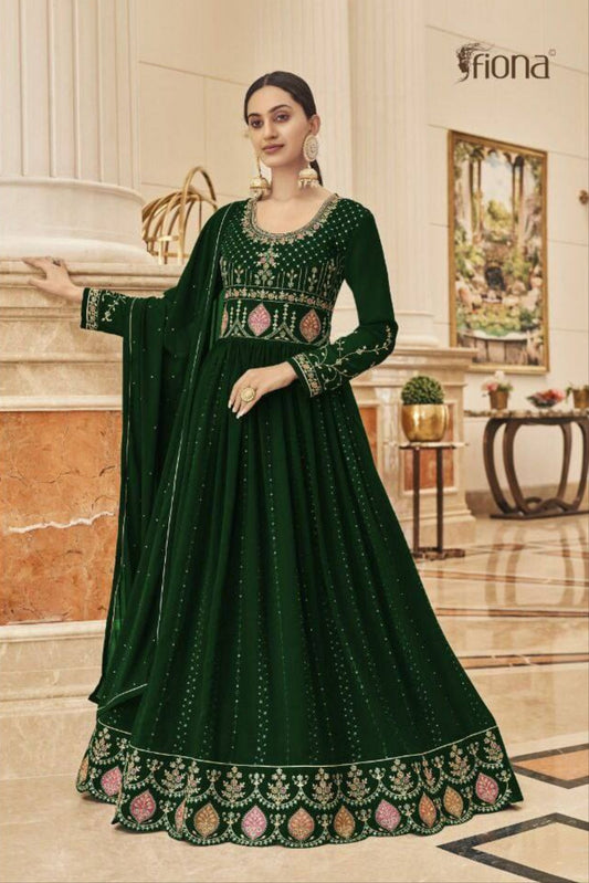 Dark Green Heavy Faux Georgette With Embroidery Work Anarkali Suit Designer Suits Fiona 