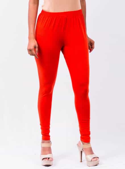 Dark Orange Plain Lycra Leggings Shopindiapparels.com 