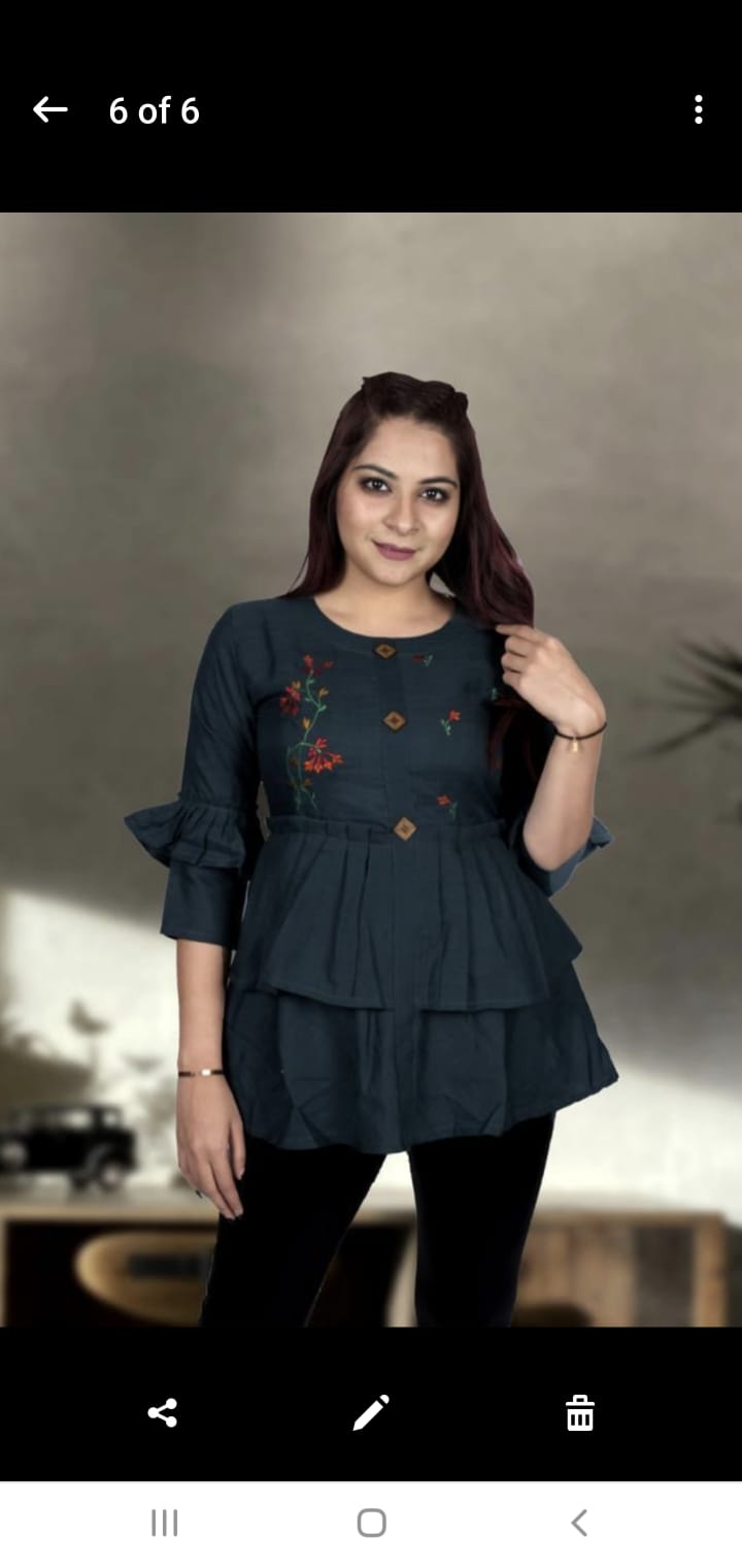 Designer Cotton Embroidered Tops in 3 colors Western Top Shopindiapparels.com 