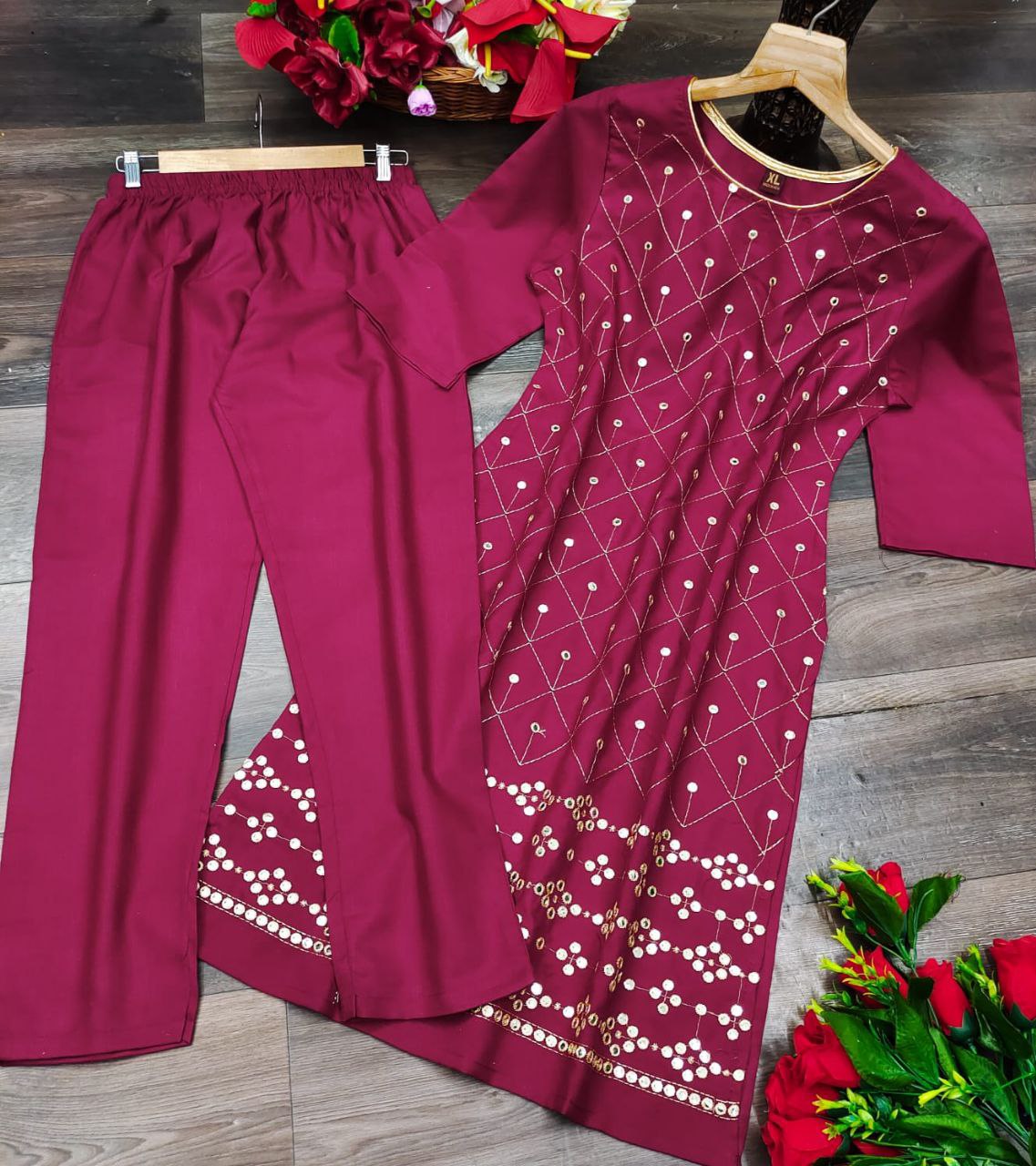Designer Cotton Kurti with Pant set in 7 colors Shopindiapparels.com 