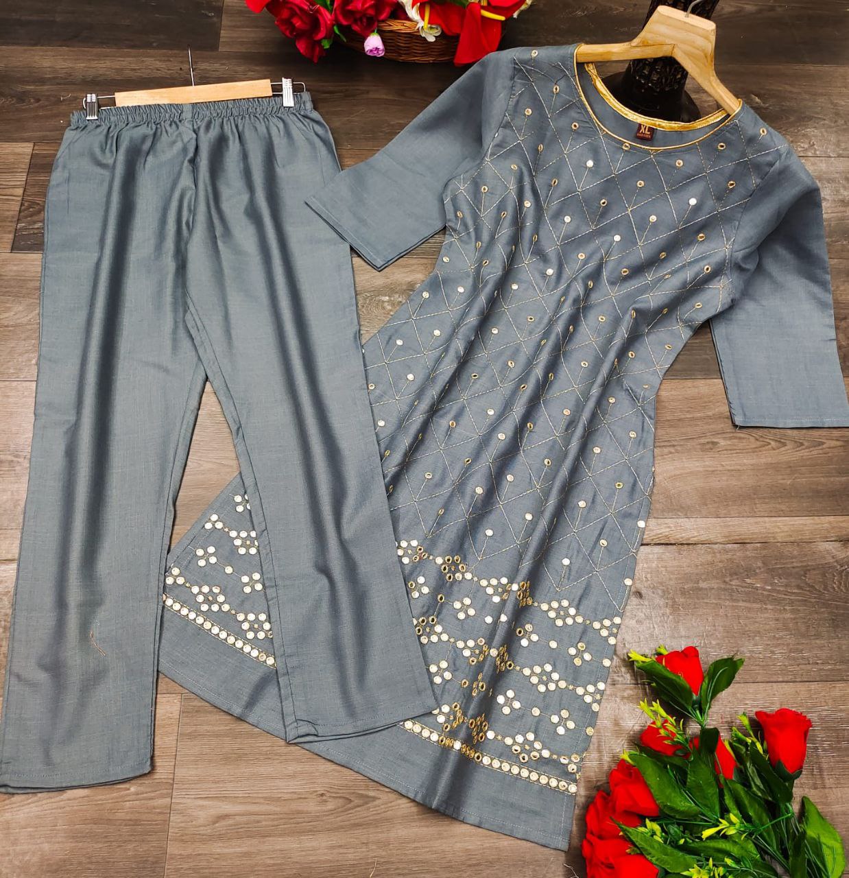 Designer Cotton Kurti with Pant set in 7 colors Shopindiapparels.com 