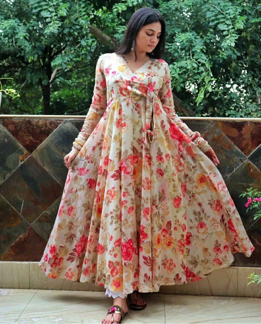 Designer Floral Georgette Maxi Dress Gown Shopindiapparels.com 