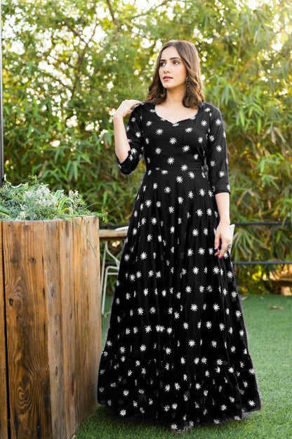 Designer Georgette Printed Gown in 2 colors Gown Shopindiapparels.com 