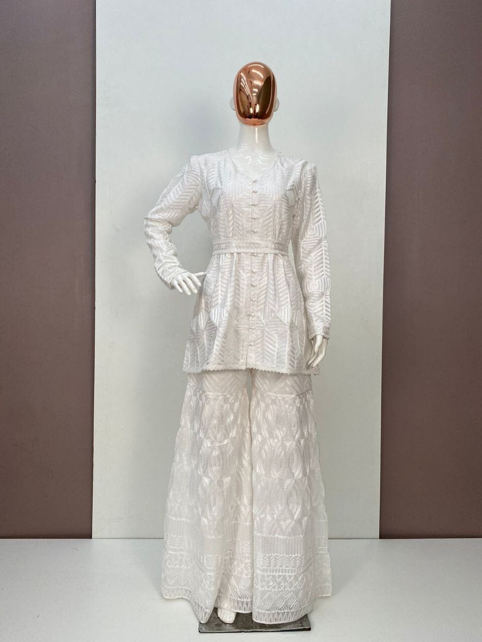 Designer Heavy Chain Work Georgette Sharara Suit in 3 colors Designer Suits Shopin Di Apparels 