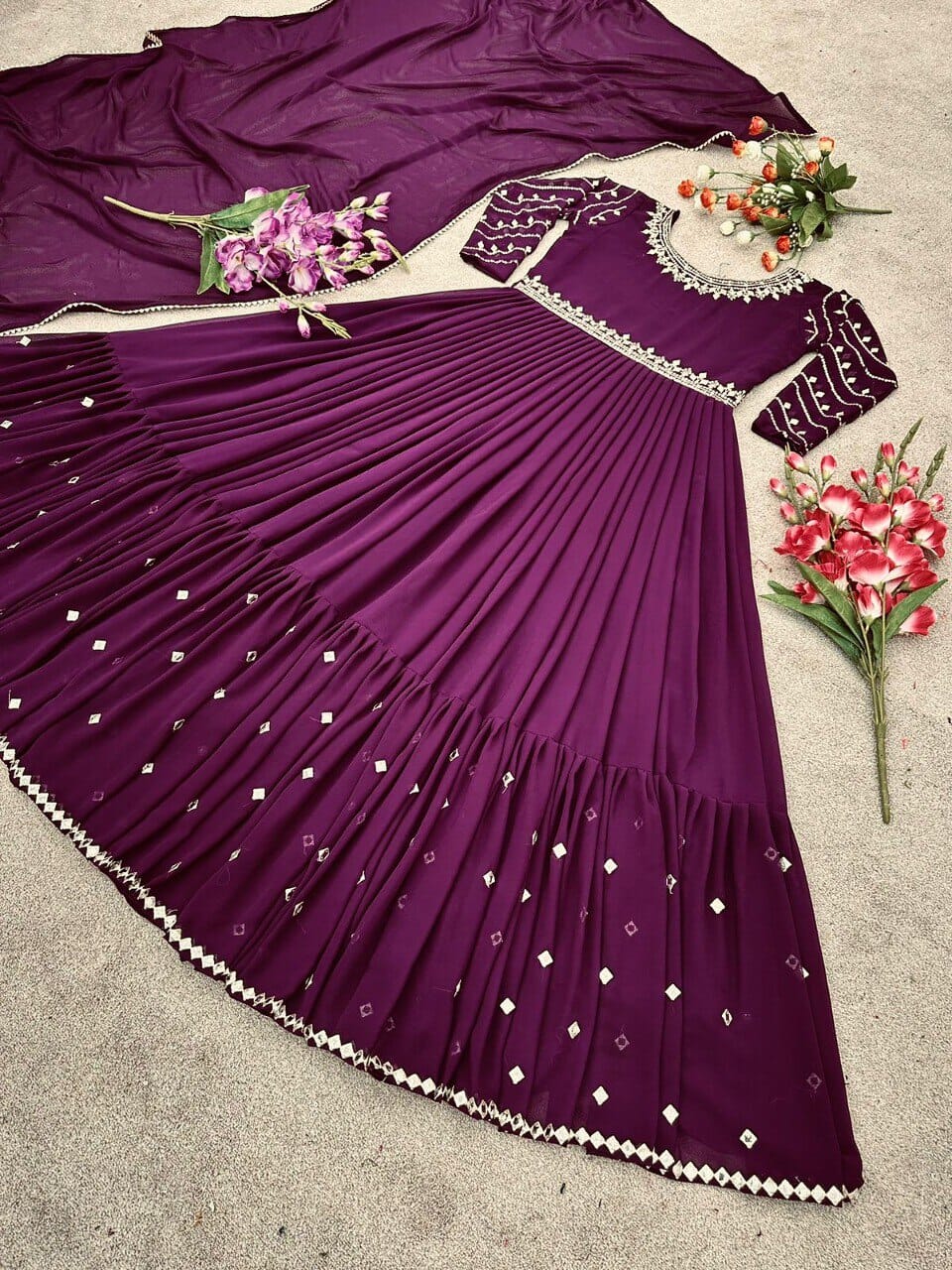 Designer Party Wear Look Heavy Embroidery Sequence Work Gown gown shopindi.sg 