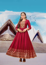 Load image into Gallery viewer, Designer Rayon Foil Printed Gown with Heavy embroidery gown shopindi.sg 
