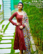Load image into Gallery viewer, Designer Satin Embroidered Gown with Dupatta Gown Shopindiapparels.com 