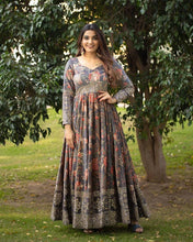 Load image into Gallery viewer, Digital Printed Long Anarkali gown with Sequence and Embroidery work gown shopindi.sg 
