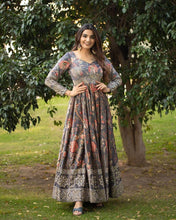 Load image into Gallery viewer, Digital Printed Long Anarkali gown with Sequence and Embroidery work gown shopindi.sg 