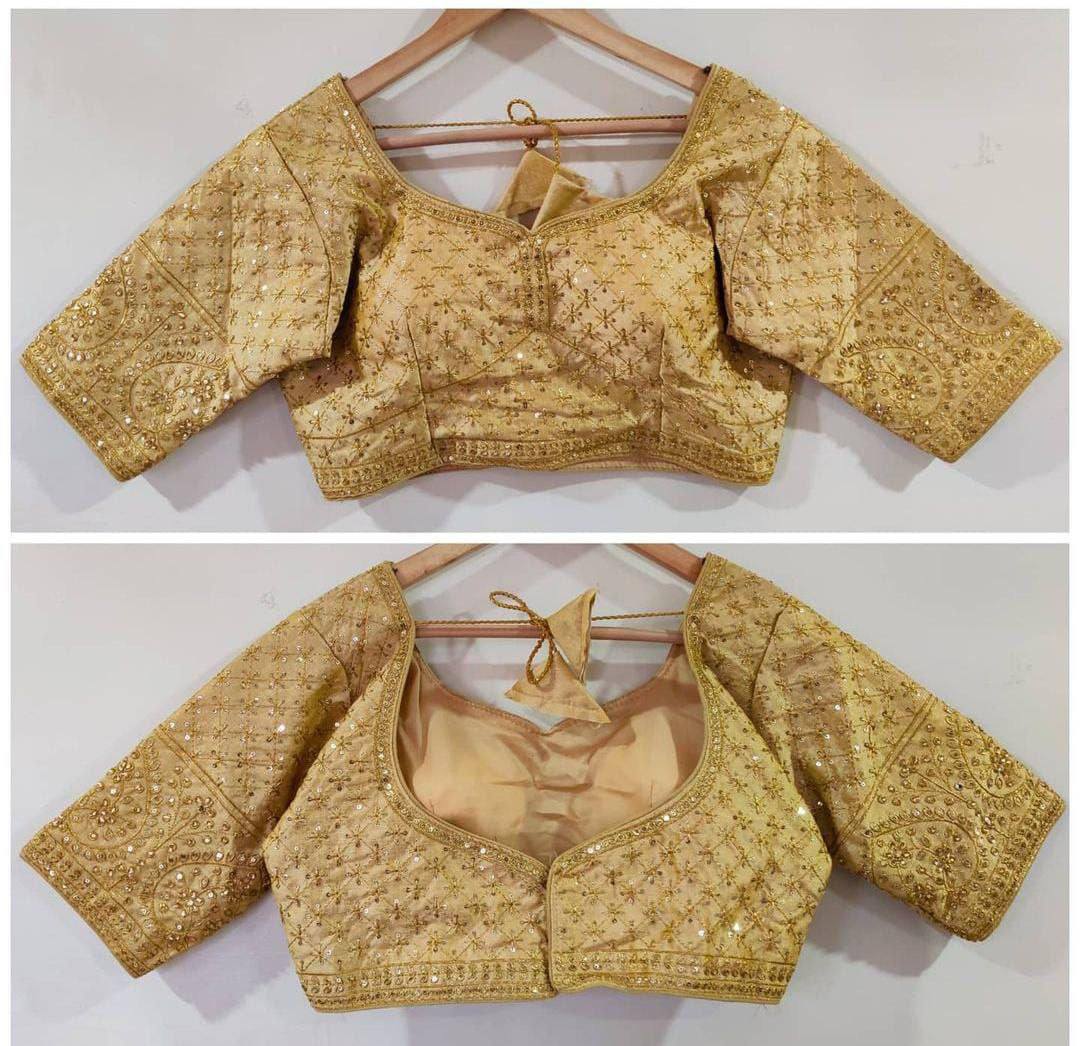 Exclusive Mangam work Readymade Blouse Readymade Blouse Shopindiapparels.com Golden 