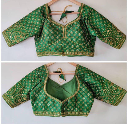 Exclusive Mangam work Readymade Blouse Readymade Blouse Shopindiapparels.com Green 