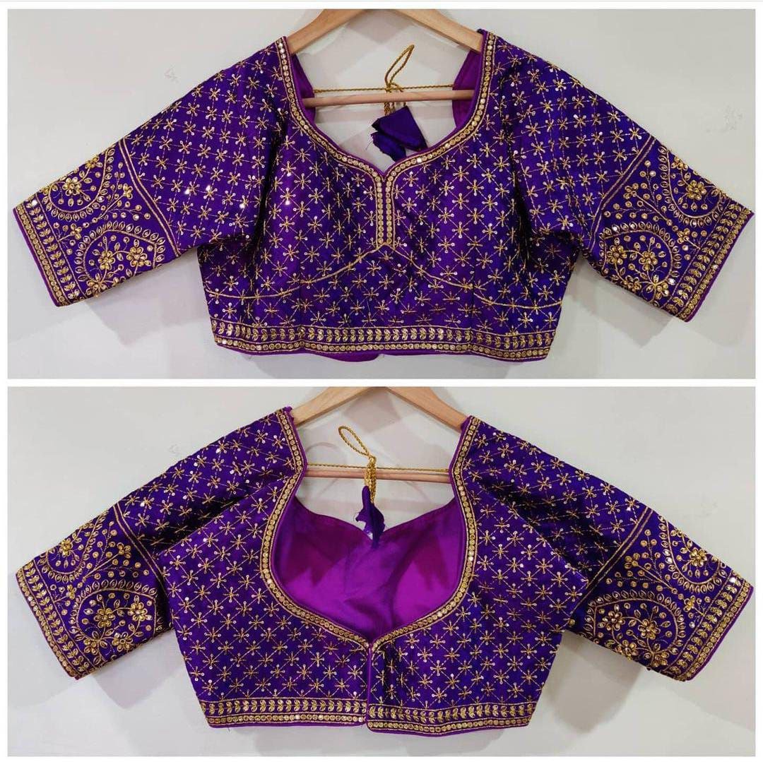 Exclusive Mangam work Readymade Blouse Readymade Blouse Shopindiapparels.com Purple 