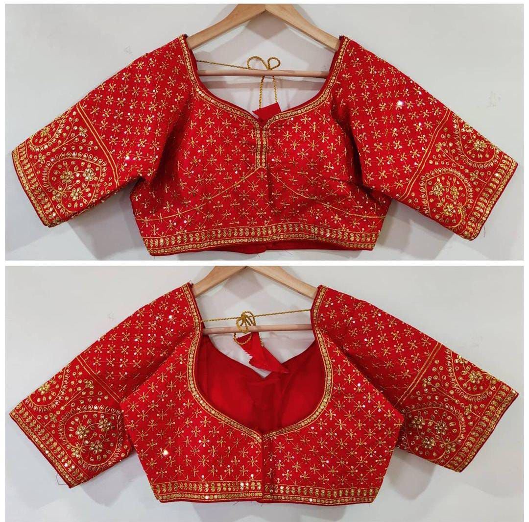 Exclusive Mangam work Readymade Blouse Readymade Blouse Shopindiapparels.com Red 