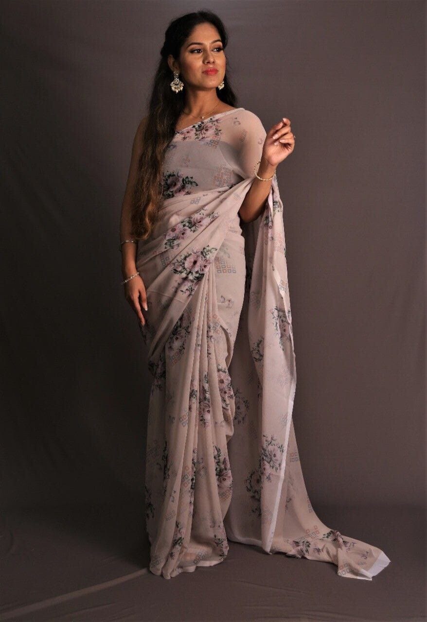 Floral Digital Printed Soft Georgette Saree shopindi.sg 