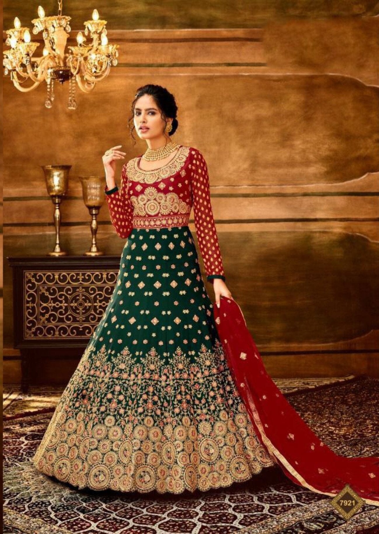 Georgette Anarkali Suit with Sequence and stone work designer suits shopindi.sg 