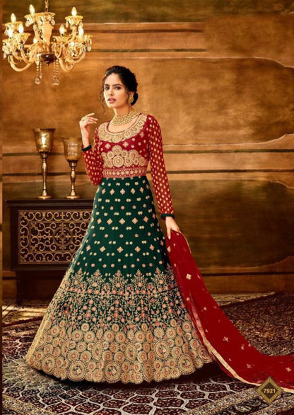 Georgette Anarkali Suit with Sequence and stone work designer suits shopindi.sg 