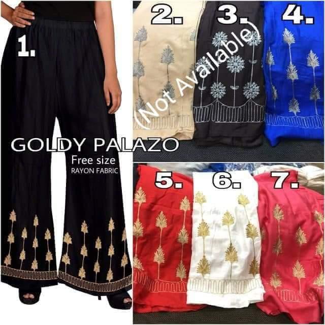 Goldy Embroidered Plazzo Pants - Shopindiapparels.com