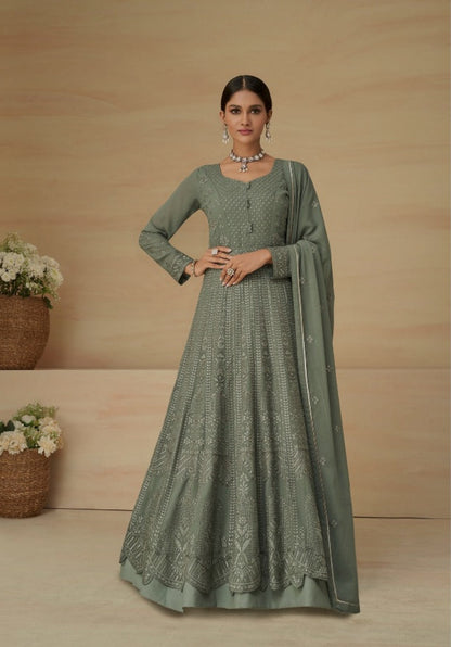 Green Rehanna Wedding Wear Anarkali Suit Designer Suits Shopindiapparels.com 