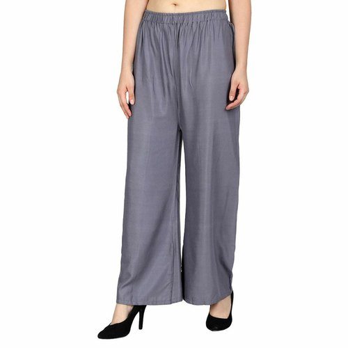 Grey Plain Rayon Plazzo Pants Plazzo Pants Shopindiapparels.com 