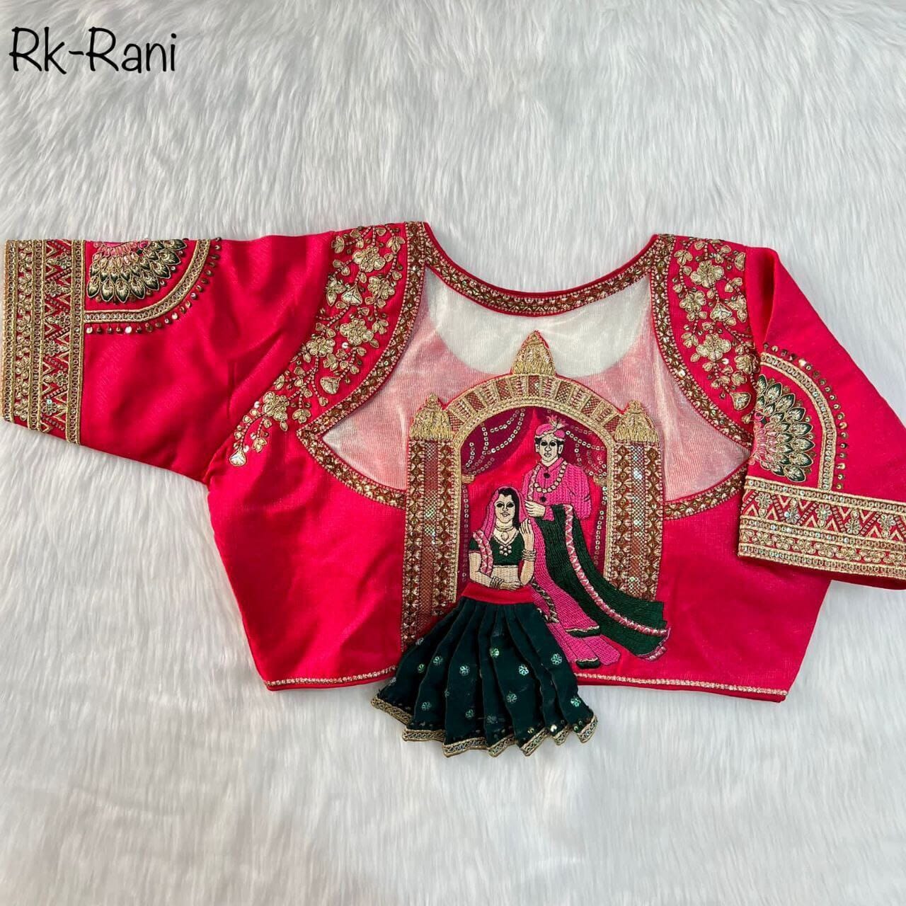 Heavy Embroidery Bridal Work Milan Silk Readymade Saree Blouse Readymade Blouse shopindi.sg 