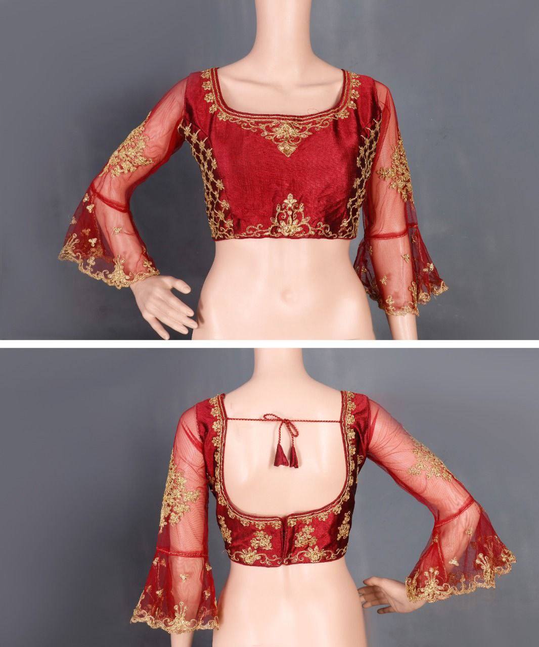 Heavy Fantam Silk with Embroidered Bell Sleeve Readymade Blouse Readymade Blouse Shopindiapparels.com 