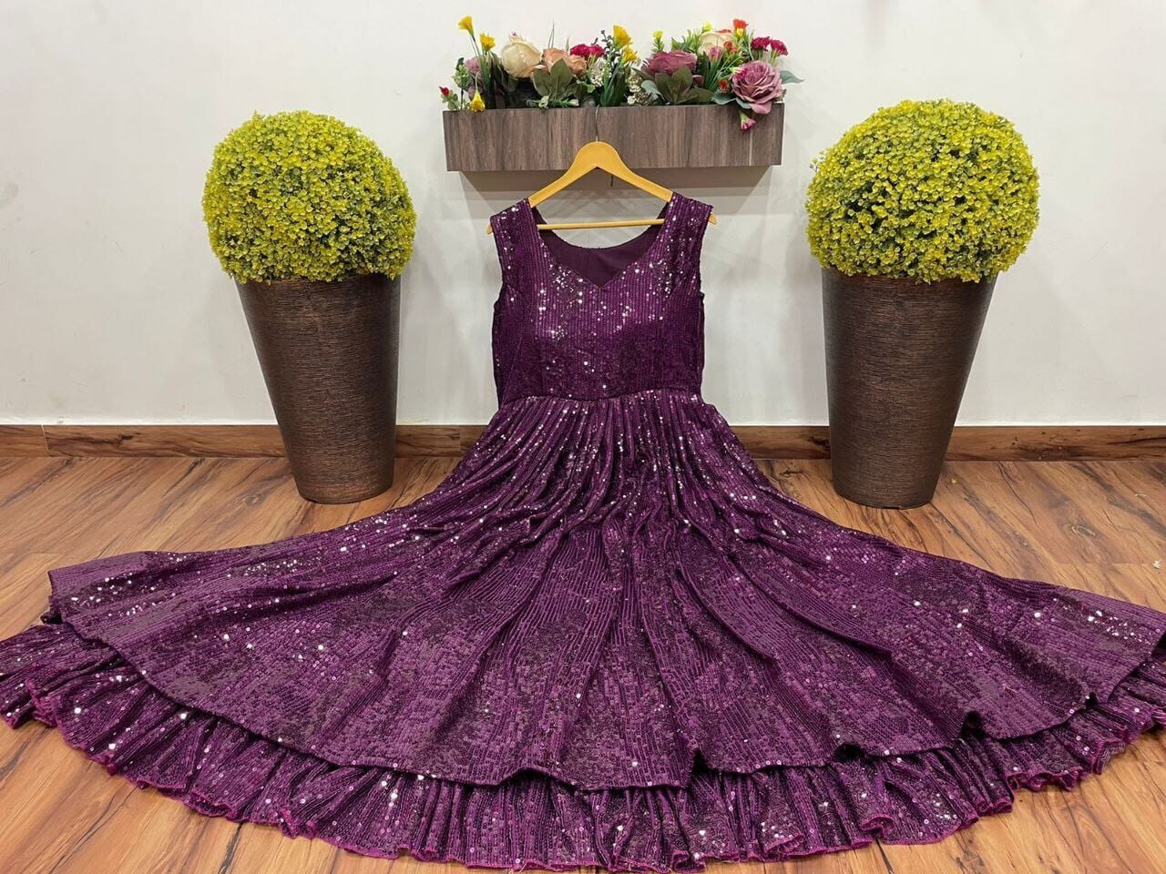 Heavy Georgette Sequence Gown with 2 layer canvas gown Shopin Di Apparels 