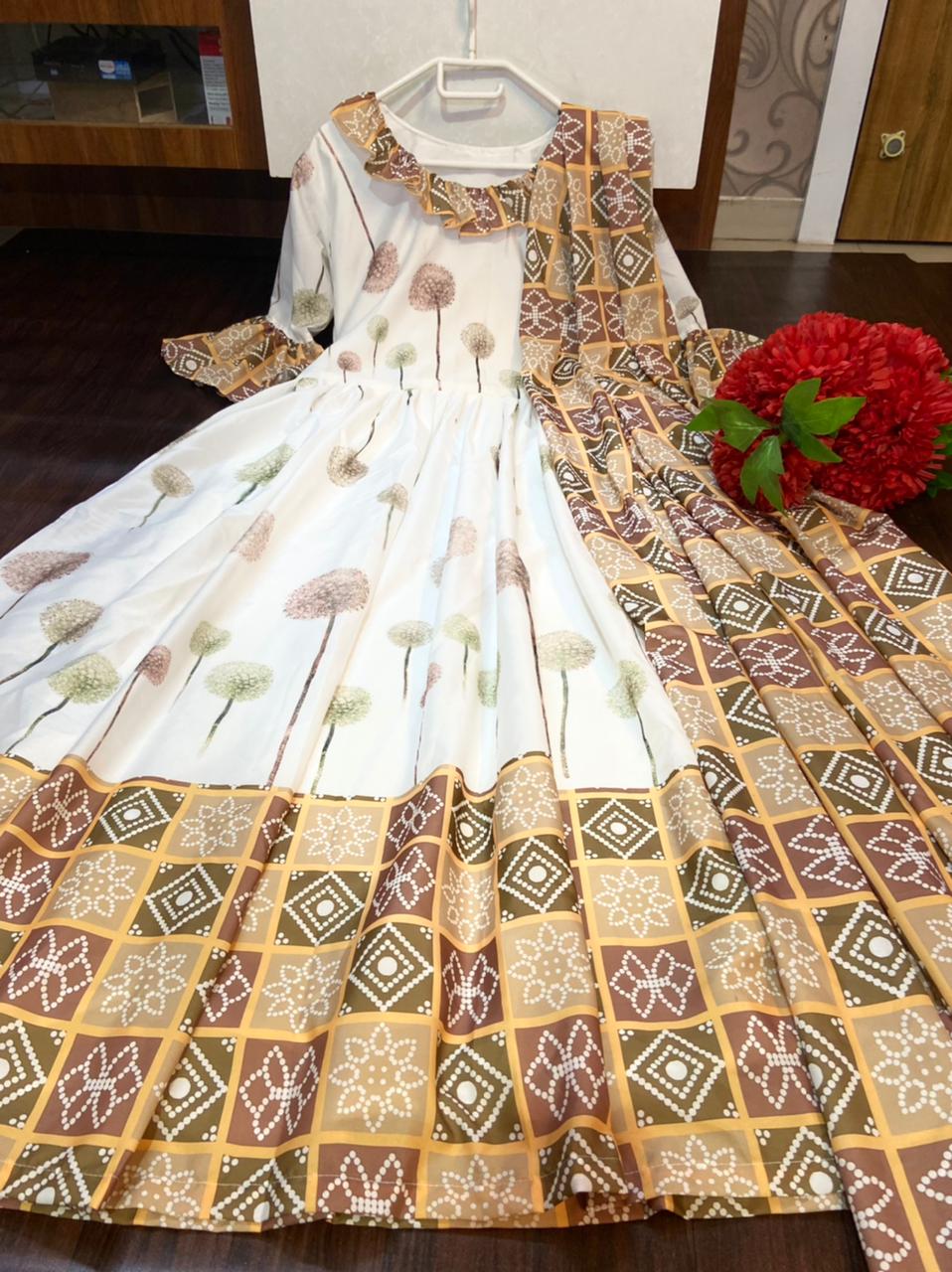 Heavy Printed Designer Gown with Dupatta Shopindiapparels.com 