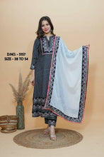 Load image into Gallery viewer, Heavy Rayon with Silver Printed Anarkali Kurti with Dupatta and Bottom Shopindiapparels.com 