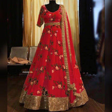 Load image into Gallery viewer, Heavy Satin Silk Digital Printed Gown with Dupatta Gowns Shopindiapparels.com 