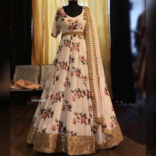 Load image into Gallery viewer, Heavy Satin Silk Digital Printed Gown with Dupatta Gowns Shopindiapparels.com 