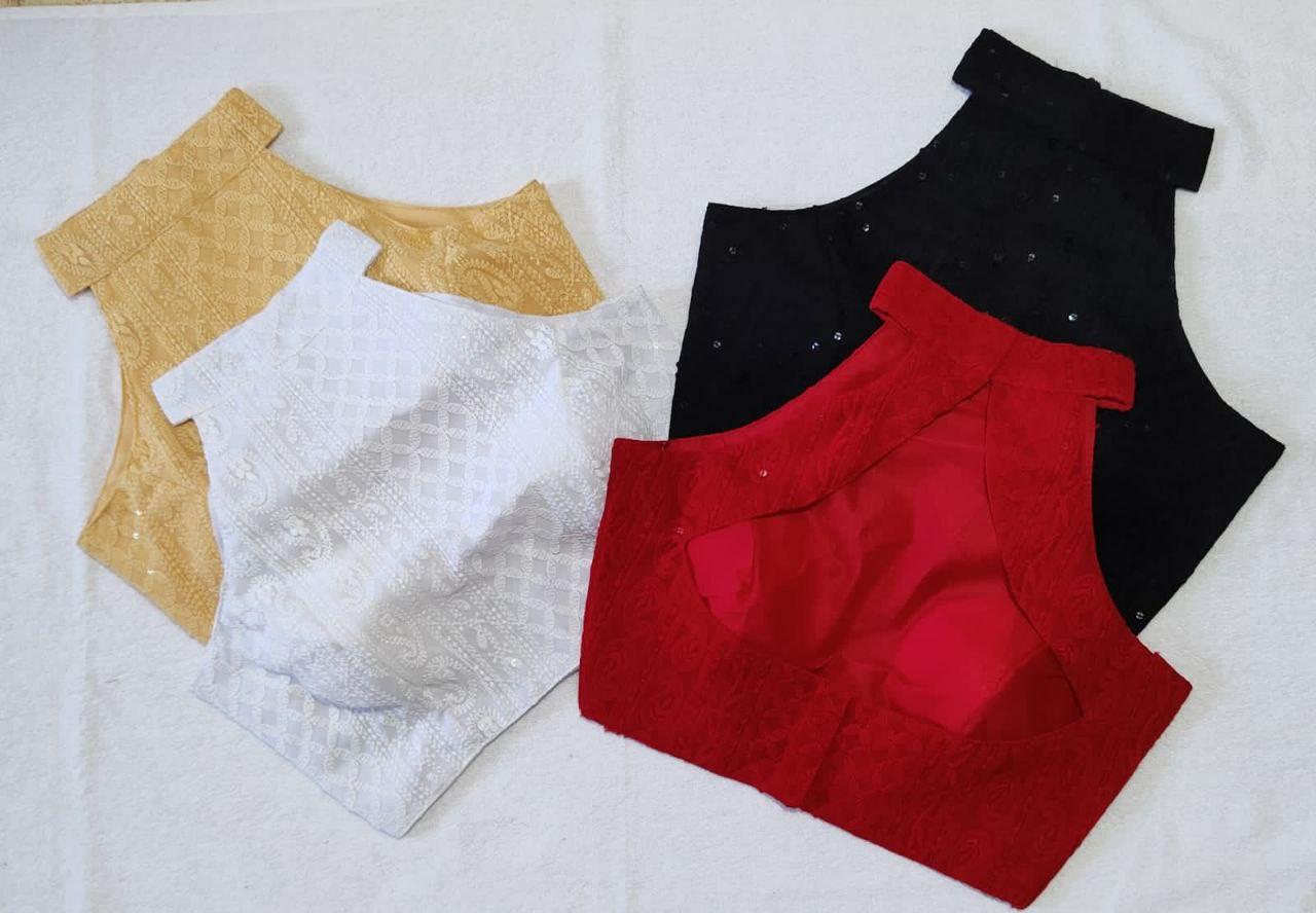 Helter neck Lucknowi Readymade Blouse in 4 colors Readymade Blouse Shopindiapparels.com Set of 4 colors 