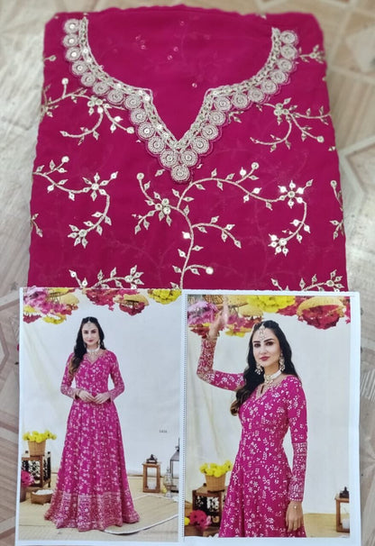 Hot Pink Heavy Blooming Fox Georgette with Embroidery Anarkali Suit Designer Suits shopindi.sg 