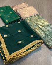 Load image into Gallery viewer, Kanjivaram Silk Lehenga with Georgette Half Saree Half saree Shopindiapparels.com 