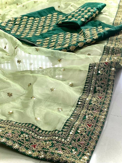Kashiwa Designer Organza Heavy Embroidered Lace Border Saree Designer Saree Shopin Di Apparels 