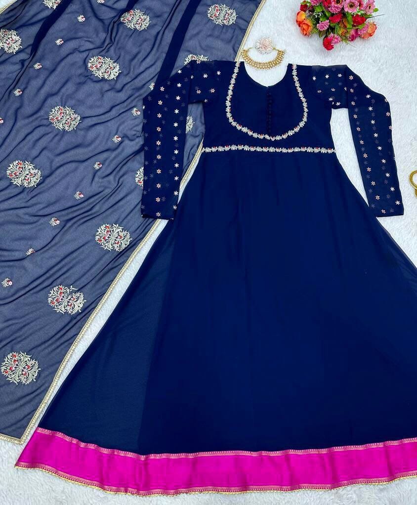 KD 1323 Faux Georgette Designer Gown with Dupatta Gown with Dupatta Shopin Di Apparels 